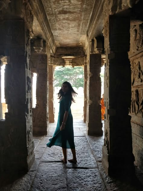 Lepakshi Veerabhadra Temple #Travelindia #indiantemples #templephotography Photoshoot Ideas In Temple, Lepakshi Temple Photography, Aesthetic Temple Pictures, Temple Date Aesthetic, Temple Saree Photoshoot, Temple Poses Photo Ideas Indian, Saree Poses In Temple, Poses In Temple Indian, Photo Poses In Temple