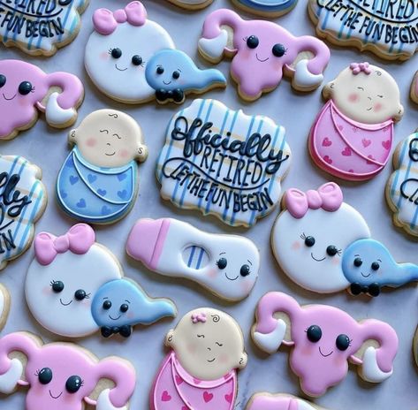 Midwife Cookies Decorated, Labor And Delivery Nurse Cookies, Labor And Delivery Cookies, Fertility Cookies, Uterus Cookies, Ultrasound School, Medical Cookies, Lets Make A Baby, Nurse Cookies