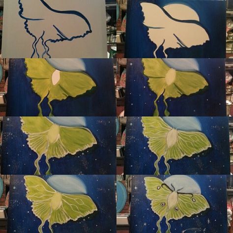 Moth Painting Acrylic Easy, Moth Painting Acrylic, Moth Painting, Moth Drawing, Paint Inspo, Wine Painting, Moth Art, Kids Painting, Paint Nite