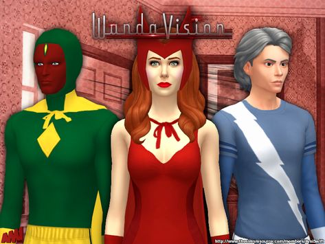 AmiSwift's WandaVision Set Scarlet Witch Sims 4 Cc, Vision Marvel, Marvel Vision, Comic Costume, Cc Clothes, Wanda Vision, Marvel Clothes, Gaming Hoodie, Sims 4 Downloads