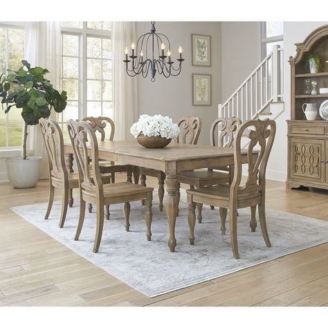 Magnolia Manor Opt 7 Piece Rectangular Table Set - On Sale - Bed Bath & Beyond - 18619051 French Country Farmhouse Dining Room, Modern French Country Dining Room, French Country Kitchen Table, French Country Dining Room Table, Country Dining Room Table, Dining Set Makeover, French Country Dining Table, Mom Cave, French Country Dining Room