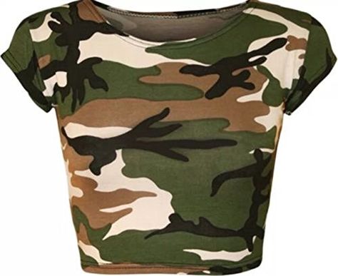 Camouflage Uniform, Camo Crop Top, Camouflage Outfits, Shirts Crop, Cap Sleeve Shirt, Army Camouflage, Camo Top, Bodycon Midi Skirt, Vest Crop Top