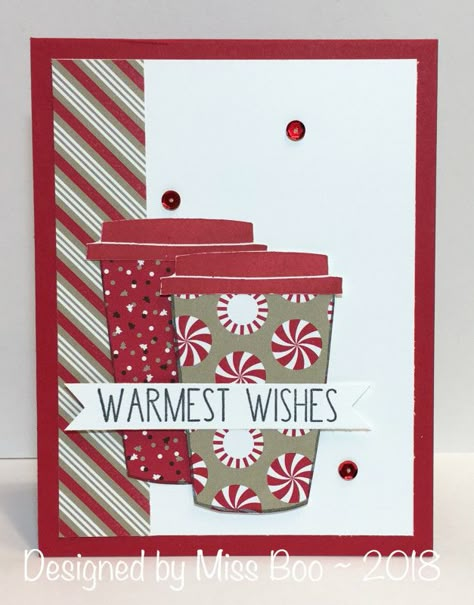 Merry Cafe Stampin Up Cards, Coffee Cards Ideas, Layered Christmas Cards, Coffee Cards Handmade, Christmas Homemade Cards, Homemade Christmas Cards Cardmaking, Su Christmas Cards, Christmas Cards Cricut, Homemade Christmas Card Ideas