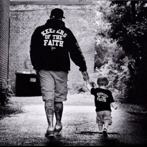 Keepers Of The Faith The Hand, Father And Son, Black And White, White, Black