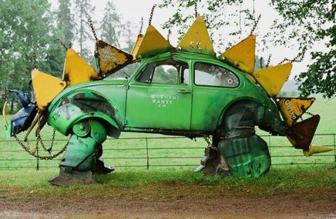 Volkswagen Beetle Stegosaurus Sculpture#Repin By:Pinterest++ for iPad# Beetle Volkswagen, Car Part Art, Vw Art, Vw Vintage, Colossal Art, Vw Porsche, Weird Cars, Vw T1, Dinosaur Art