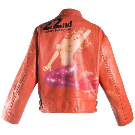 Yohji Yamamoto Jacket - Leather Marilyn Monroe Pin-Up / W 1991 Leather Yohji Yamamoto Street Style, Orange Leather Jacket, Space Cowboy, Orange Jacket, Norma Jeane, Vintage Leather Jacket, Lovely Clothes, Orange Leather, Vintage Jackets