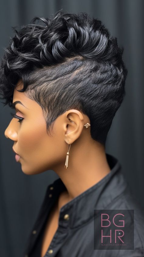 ©2024bghrocks-32 Short Hairstyle Women Mohawk, Short Sides Long Top Hair Women Black, Short Cut Hairstyles For Black Women, Short Black Women Hairstyles, Short Hair Cuts Black Women, Short Hair Styles For Black Women, Short Hairstyle Black Women, Short Hair Pixie Cuts Black Women, Short Sassy Hairstyles