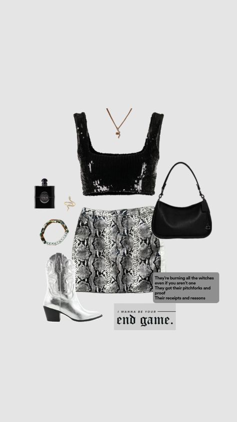 taylor swift reputation outfit Reputation Inspired Outfits Taylor Swift, Reputation Aesthetic Outfits, Taylor Swift Outfits Concert Reputation, Taylor Swift Reputation Outfits, Taylor Swift Reputation Era Outfits, Reputation Outfits, Disco Party Outfit, Taylor Concert, Eras Outfit