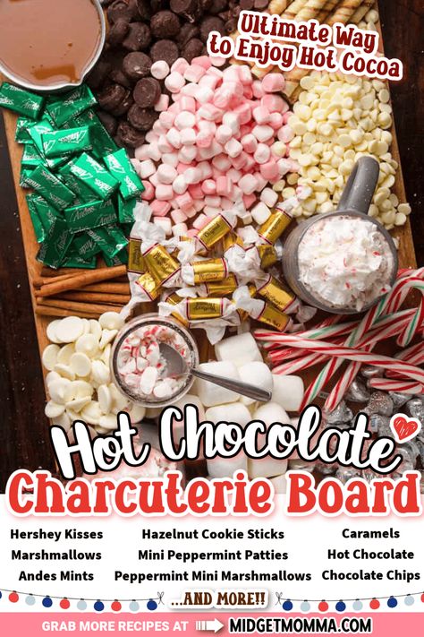 Hot Chocolate Charcuterie Board.Homemade hot chocolate has never been better then when you enjoy it with this hot cocoa Charcuterie board piled high with hot chocolate toppings. Hot Chocolate Charcuterie Board, Hot Chocolate Charcuterie, Cocoa Board, Graze Boards, Chocolate Charcuterie Board, Chocolate Charcuterie, Hot Chocolate Bar Party, Chocolate Board, Christmas Hot Chocolate Bar