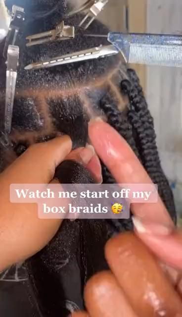 How To Install Braids, How To Start Box Braids, Green Hair Wig, Pink Hair Wig, Box Braids Tutorial, Hair Braid Patterns, Braiding Your Own Hair, Braided Hair Tutorial, Big Box Braids Hairstyles