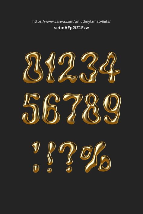 3D Liquid Gold Alphabet And Numbers freecanva Gold Canva Elements, Gold Font Canva, Canva 3d Alphabet, Canva Letters, Canva Keywords Elements, Canva Free Elements, Font Canva Lettering, Homecoming Campaign, Best Fonts For Logos