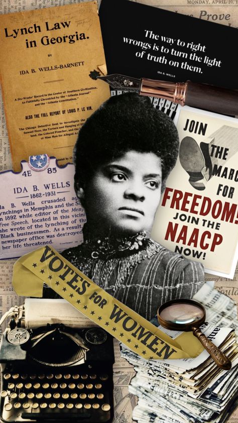 Journalism Aesthetic Writing, Black Civil Rights Leaders, Journalism Aesthetic, Visual Rhetoric, Justice Poster, Ida B Wells, Album Wall, Aesthetic Writing, History Icon