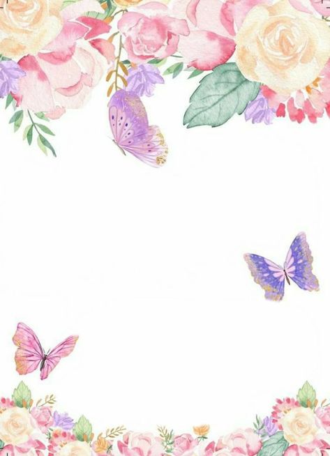 Butterfly Invitation Background, Butterfly Background For Invitation, Birthday Invitations Butterfly, Butterfly Theme Party, Watercolor Flower Wreath, 1st Birthday Girl Decorations, Butterfly Invitations, Baby Birthday Invitations, Butterfly Birthday Party