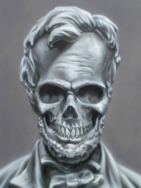 … Dead Presidents Tattoo, Abraham Lincoln Tattoo, Lincoln Tattoo, Skull Portrait, Dead Presidents, Creepy People, Chicano Tattoos Sleeve, Skull Reference, Card Tattoo Designs