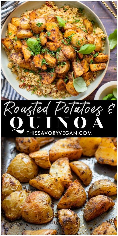 Quinoa Potato Recipes, Roasted Potato Bowl, Vegan Quinoa Recipes Dinner, Plant Based Quinoa Recipes, Quinoa And Sweet Potato Recipes, Quinoa Side Dish Recipes, Quinoa Recipes Vegetarian, Roasted Quinoa, Quinoa Recipes Side Dish