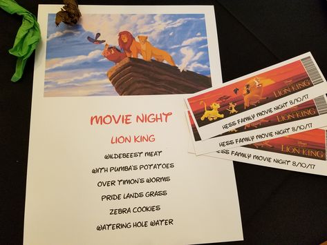 Disney Dinner And Movie Night Lion King, Lion King Movie Night Dinner, Lion King Movie Night Food, Lion King Dinner And A Movie, Lion King Food Ideas, Lion King Dinner, Lion King Movie Night, Themed Meals, Lion Movie