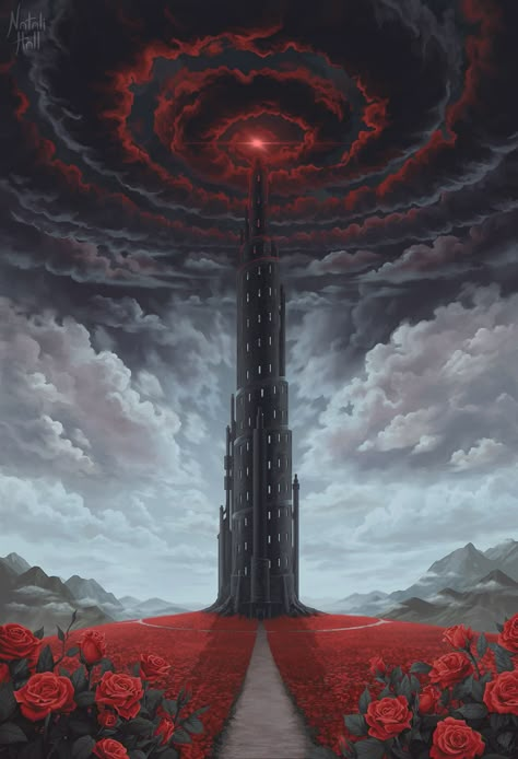 Dark Tower Art, Dark Castle, The Dark Tower, Tower Design, Fantasy Castle, Landscape Poster, Fantasy Landscape, Stephen King, Dark Fantasy Art