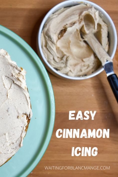 Easy cinnamon spice frosting recipe for adding extra flavor to your cakes and bakes. Spice Icing Recipe, Cinnamon Frosting Recipe, Cinnamon Icing Recipe, Cinnamon Frosting, Icing Recipe For Cake, White Chocolate Icing, Cinnamon Roll Frosting, Spiced Buttercream, Cinnamon Icing