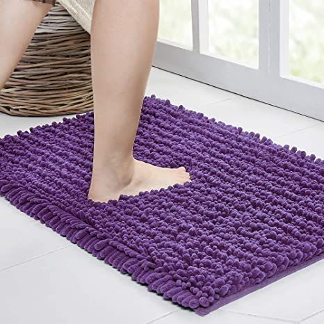 Walensee Bathroom Rug Non Slip Bath Mat (32x20 Inch Lavender) Water Absorbent Super Soft Shaggy Chenille Machine Washable Dry Extra Thick Perfect Absorbant Best Large Plush Carpet for Shower Floor