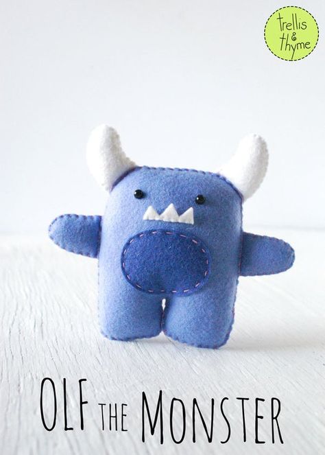 Felt Critters, Cookie Halloween, Felt Monster, Monster Pattern, Felt Toys Patterns, Softie Pattern, Cute Sewing Projects, Felt Halloween, Plushie Patterns