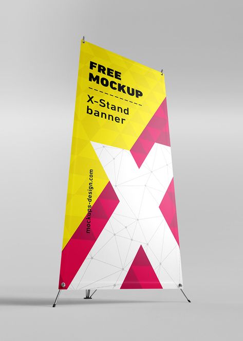 Free X-Stand Banner mockup Stand Banner Design, Pull Up Banner Design, Standing Banner Design, X Banner, Banner Mockup, Poster Mockup, Mockup Free Download, Signage Design, Stand Design