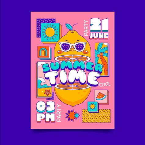 Summer Theme Design, Summer Vector Art, Vector Art Poster, Summer Concert Poster, Colorful Graphic Design Poster, Summer Party Graphic Design, Poster Vector Design, Summer Party Poster Design, Graphic Design Fun Poster