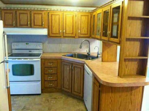 Kitchen Painting Fake Wood, Mobile Home Kitchen Cabinets, Mobile Home Kitchens, Mobile Home Repair, Mobile Home Kitchen, Mobile Home Makeovers, Mobile Home Renovations, Manufactured Home Remodel, Fake Wood