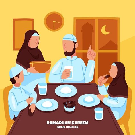 Family Sahur Time on Ramadan Rabbit Vector, Easter Illustration, Cute Egg, Rabbit Illustration, Easter Religious, Easter Clipart, Happy Easter Bunny, Easter Traditions, Happy Easter Day