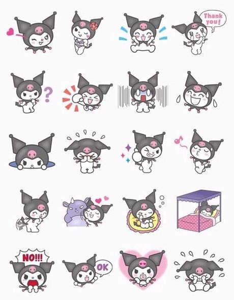 The many moods of Kuromi Kuromi App Icons, Icons Sanrio, Cat App, Sanrio Aesthetic, Images Hello Kitty, App Icons Aesthetic, Melody Hello Kitty, Simple Designs To Draw, Hello Kitty Iphone Wallpaper