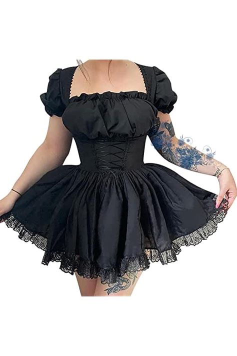 Black Corset Dress, Princess Skirt, Gothic Clothes, Looks Party, Party Kleidung, Goth Dress, Estilo Punk, White Dresses For Women, Vestidos Vintage