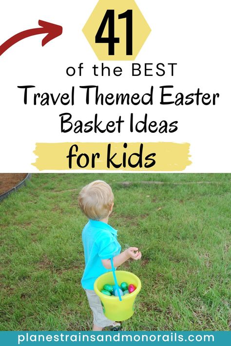 41 of the Best Travel Themed Easter Basket Ideas for Kids · Planes, Trains, & Monorails Themed Easter Baskets, Easter Basket Themes, Disney Gift Card, Easter Basket Items, Easter Basket Ideas, Traditional Baskets, Disney Hats, Camping Pillows, Small Lanterns