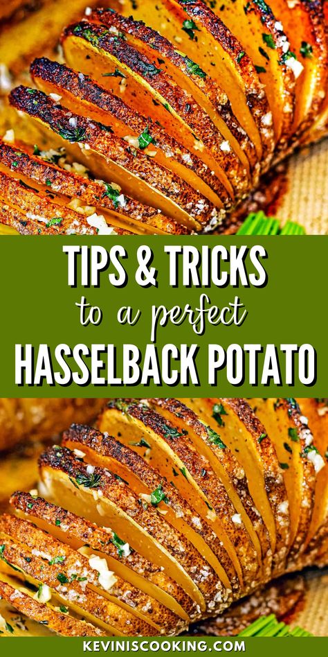 Tips & Tricks to a Perfect Hasselback Potato that turns out crispy on the outside and tender on the inside. The seasonings and fillings for my hasselback potatoes recipe are completely up to your imagination! They can be as simple as a bit of salt and pepper, or stuff fillings between the slices. Use seasonings, herbs, butter, bacon, cheese, and anything else you want! Russet Potato Recipes, Fresh Vegetable Recipes, Hasselback Potatoes, Potato Recipes Side Dishes, Potato Side Dishes, Potatoes Recipe, Best Dinner Recipes, Bacon Cheese, Potato Dishes