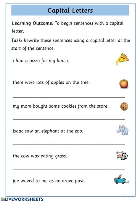 Capital Letters Activities, Grade School Activities, Chicken Anatomy, Capitalization Worksheets, Capital Letters Worksheet, Letter Worksheets Kindergarten, Er Words, Letter Practice Sheets, Free English Worksheets