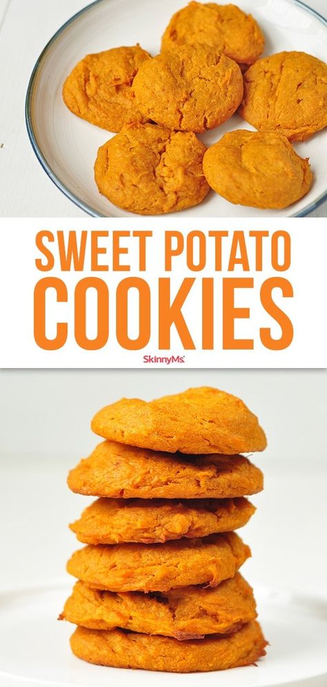 Sweet Potato Cookies Potato Cookies, Sweet Potato Cookies, Sweet Potato Dessert, Potato Snacks, Cookie Calories, Sweet Potato Recipes, Healthy Cookies, Healthy Sweets, Healthy Dessert Recipes