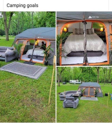 Backyard Camping Ideas For Adults, Camp Necessities, Backyard Campout, Tents Camping Glamping, Backyard Tent, Boat Food Ideas, Cozy Camping, Tents Camping, Comfortable Camping