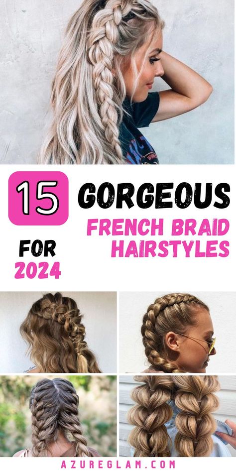 Elevate your hairstyle game with 15 French Braid Hairstyles for 2024. French braids are a timeless choice that adds elegance to any look. From cute and easy styles for everyday wear to more intricate braids for special events, our collection caters to all preferences. Whether you have short or long hair, it's time to embrace the beauty of French braided hairstyles. Get inspired and create stunning looks this year! Easy Beginner Braids For Long Hair, Bridal French Braid Hairstyles, Braids For Thick Medium Length Hair, Braids For 30 Year Old Women, Unique French Braids, 2024 Hairstyles Braids, Face Frame Braids, Thick French Braid, Everyday Braids For Long Hair