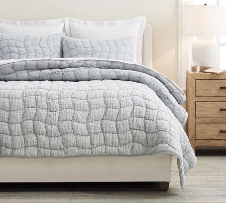 Cloud Linen Handcrafted Quilt & Shams | Pottery Barn Canada Cloud Bedding, Cloud Quilt, Pottery Barn Quilts, Pottery Barn Bedding, Dining Room Home Office, Percale Sheets, Linen Quilt, Quilted Sham, Free Interior Design