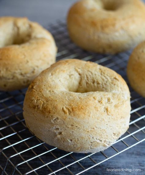 Gluten Free Yeast Free Bagels Homemade Gluten Free Bagels, Yeast Bagels, Gluten Free Bread Recipe Easy, Gluten Free English Muffins, Gluten Recipes, Gluten Free Bread Machine, Allergy Recipes, Yeast Recipes, Gluten Free Yeast Free