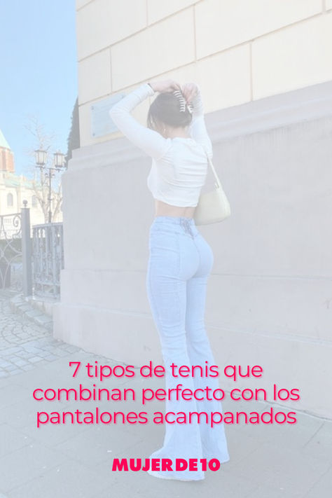 pantalones acampanados, tenis, outfits con pantalones acampanados Outfits Pantalon Campana, Pantalon Campana Outfits, Outfits Con Jeans, Outfits Jeans