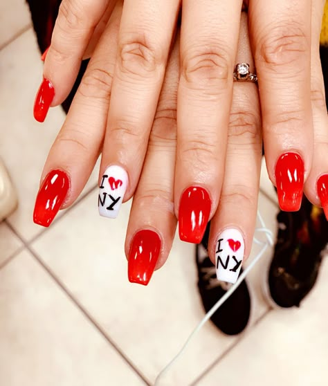 New York City Nails Designs, Nyc Inspired Nails, I Love Ny Nails, New York Nail Ideas, New York Nails Designs Nyc, New York City Nails, Nyc Nails Designs, New York Nails Designs, Marathon Nails