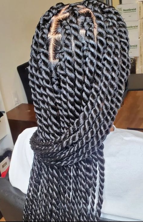 Singles Twist Braids African Americans, Big Twisted Braids, Rope Twist Box Braids, Big Box Twists Hairstyles, Medium Sized Senegalese Twists, Soft Senegalese Twists, Big Senegalese Twists Braids, Sengelese Twist Medium, Medium Twist Braids Long