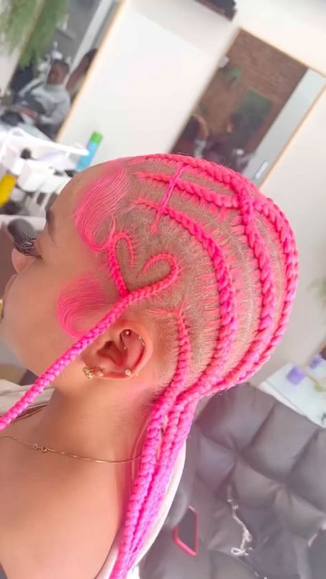 Protective Styles Black Women, Pink Braids, Bun With Curls, Hair Styels, Feed In Braids Hairstyles, Girl Braided Hairstyles, Feed In Braids, Cute Braided Hairstyles, Dyed Hair Inspiration