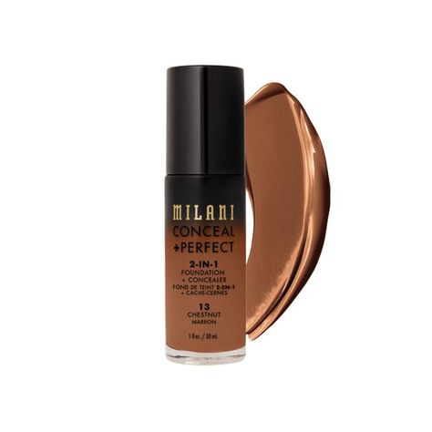 Milani Conceal + Perfect 2-in-1 Foundation + Concealer - Chestnut (1 Fl. Oz.) Cruelty-Free Liquid Foundation - Cover Under-Eye Circles, Blemishes & Skin Discoloration for a Flawless Complexion Milani 2 In 1 Foundation, Milani Foundation, Milani Conceal And Perfect, Under Eye Circles, Skin Undertones, Natural Foundation, Perfect Complexion, Favorite Makeup, Eye Circles