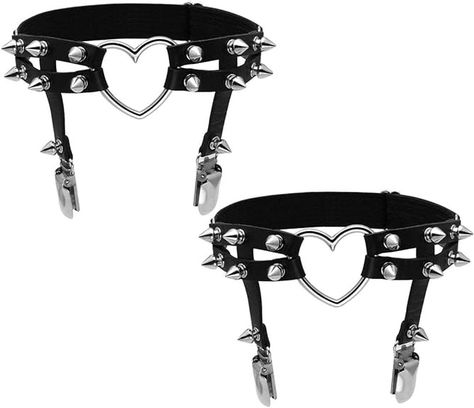 Amazon.com: Eigso Spikes Rivet Leather Garters Leg Ring Gothic Rave Thigh Garter Harness for Women and Men Adjustable : Clothing, Shoes & Jewelry Adjustable Clothing, Leather Garter Belt, Garter Harness, Accessories Board, Thigh Garter, Garter Black, Leg Ring, Thigh Harness, Legs Ring