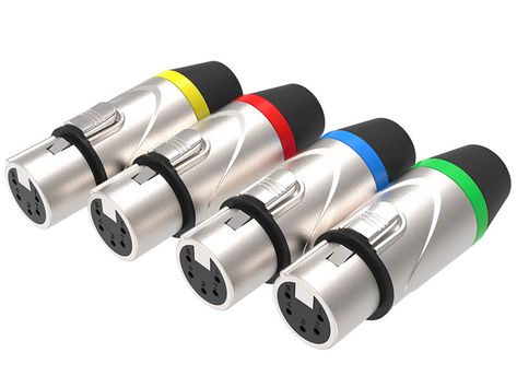 Short body 5-pin XLR cable connector with color ring Xlr Cable, Audio Cable, Color Ring, Zinc Alloy, Silver Plate, Dj, Cable, Ring, Pins