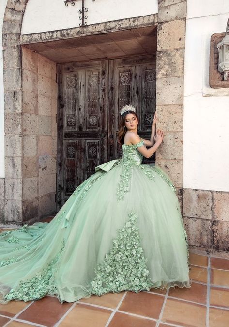 Tiana Quinceanera Themes Dress, Sage Green Quinceanera Theme Dress, Sage Green And Gold Quinceanera Dresses, Sage Quinceanera Dress, Tiana Quinceanera Dress, Sage Quinceanera Theme, Sage Green Quince Dress, Sage Green Quinceanera Theme, Sage Quinceanera