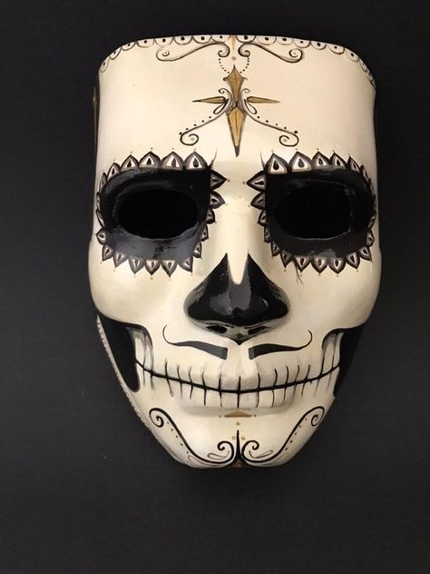 Day Of The Dead Mask, Mens Masquerade Mask, Dead Makeup, Paper Mache Mask, Sugar Skull Halloween, Mascaras Halloween, Mexican Mask, Day Of The Dead Art, Mask For Men