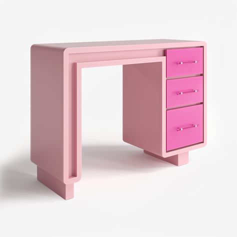 Introducing The Dahlia Dressing Table. Inspired by the iconic 1978 Barbie Dream Furniture Collection, this enchanting piece is handcrafted in Britain with meticulous attention to detail. The fuchsia pink acrylic handles add a pop of color, while the fully customizable design ensures it perfectly fits your style. Experience luxury and sustainability in one exquisite package. Custom Design Service Whether it's a different fabric, colour, or dimensions, our in-house design team is on hand to make s Barbie Room Decor, Pink Furniture, Dream Furniture, Cute Bedroom Decor, Pink Acrylic, Barbie Dream, Cozy Decor, Room Makeover Inspiration, Cute Room Decor