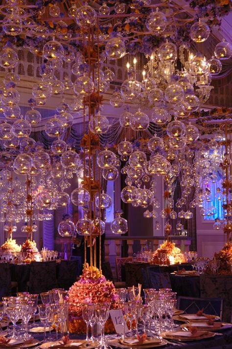 {Wedding Trends} : Hanging Wedding Decor – Part 2 - Belle the Magazine . The Wedding Blog For The Sophisticated Bride Preston Bailey, Bubble Candle, Tables Set, The Ceiling, Elegant Dining, Reception Decorations, Labyrinth, Wedding Trends, Wedding Bells