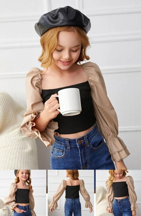 This Crop Top is made of polyester, the fabric is lightweight, skin-friendly, soft, smooth, and breathable. #croptop #10yearsold Girls Crop Tops, Eve Outfit, New Years Eve Outfits, Cute Crop Tops, Neck Crop Top, Blouse Online, Crop Blouse, Girls Clothes, Black Style